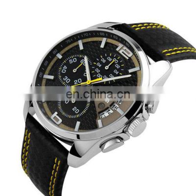 SKMEI 9106 New Luxury Top Brand Quartz Wristwatch Men Outdoor Sports Chronograph Leather Band Waterproof Watch