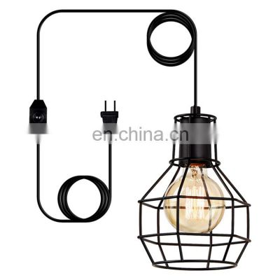 Simple Industrial Style E26/E27 Lamp Holder Plug Cord Chandelier For Bed Room Reading Room