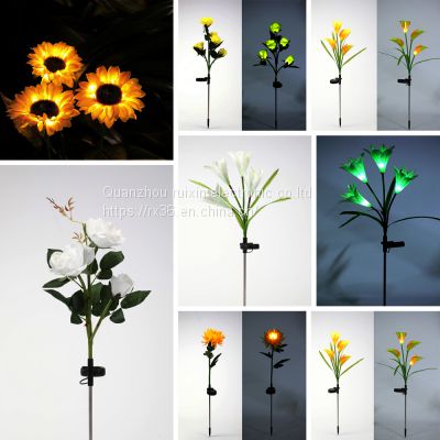 Outdoor Solar Garden Lamp Christmas Decoration Ip65 Waterproof Multi-Color Changing Led Solar Lily Flower Lights