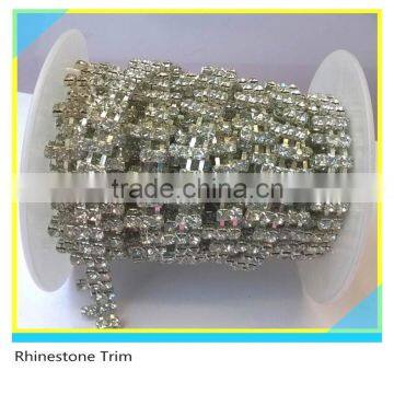 Fashion 888 Crystal Rhinestone Trims For Shoes 2 Rows Cup Chain 10 Yards 1 Roll