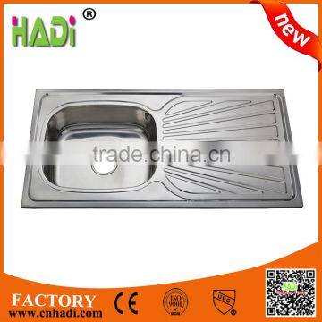 1.0m single bowl stainless steel kitchen sink with drain board HD10050A