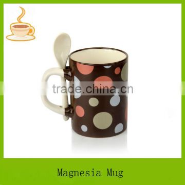 office or home used ceramic coffee mug with spoon, customized design , T/T