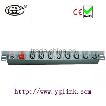 19 inch IEC type 8 ways PDU for cabinet