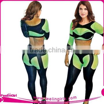 wholesale green and black bodycon fashion jumpsuits high quality