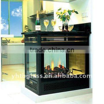 Ethanol fireplace glass