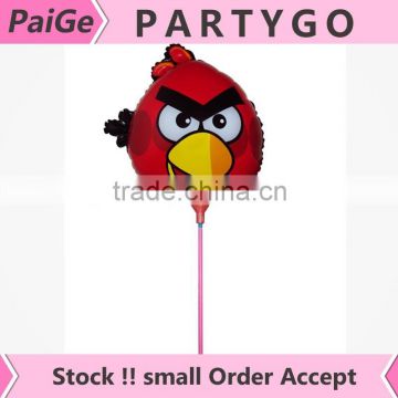 Red bird balloon sticks & pole and cup for birthday party decoration helium foil balloons 14.5inch