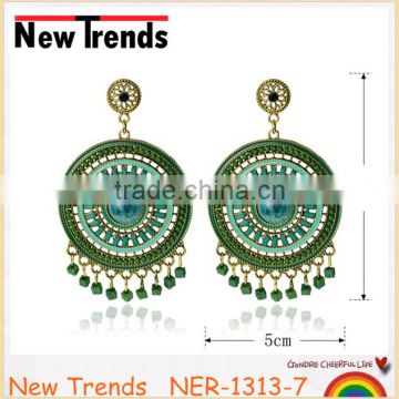Gold earrings designs for girls 2014 with bead fringe