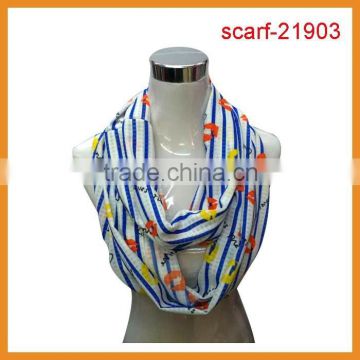 fashion summer stripe scarf with lip print,infinity chiffon scarf