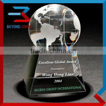 personalized crystal earth trophy for environment organization awards