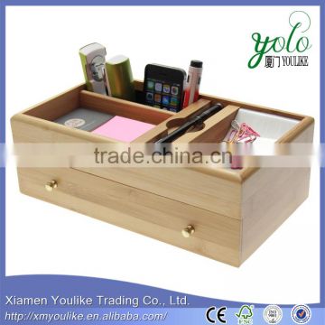 Desktop Supplies Organiser Bamboo Desk Stationery Box