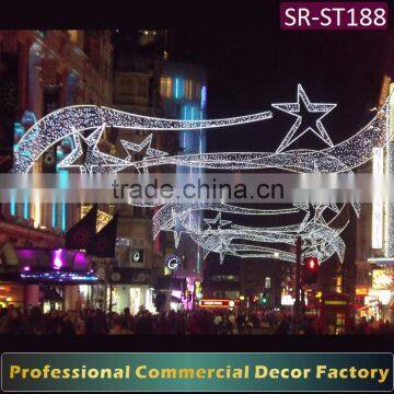 Customize commercial cross Street LED shooting star decoration for holiday decoration