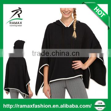 Ramax Custom Women Yoga Fashion French Terry Poncho Style Hooded Cape Top