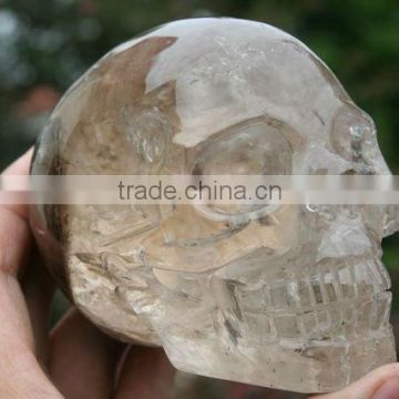 UNIQUE SMOKY Optic Crystal Skull Adornment For Home