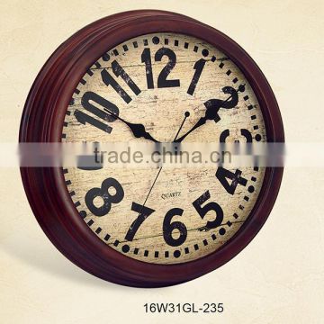 2016 cheap 12 inch round wall clock wood with logo