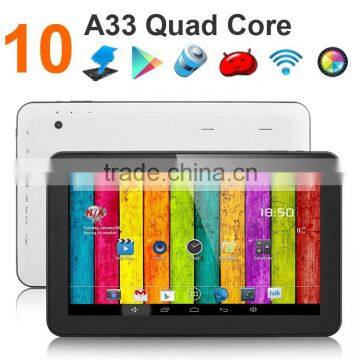 10.1 inch Android Tablet PC A33 Quad Core Android 4.4 1GB ram 8GB rom 1024*600 2.0MP 6000Mah Battery
