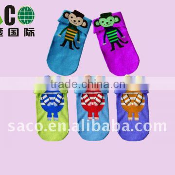 Monkey and pig jacquard baby socks