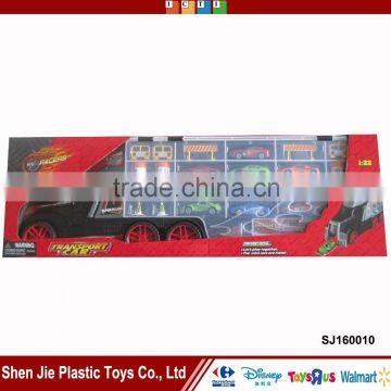 1:22 Transport car toy container truck set with die cast metal car