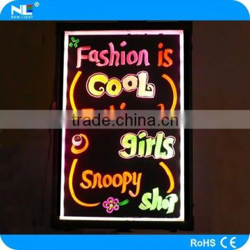 High-end striking color change LED glowing message display board / outdoor LED magic writing board