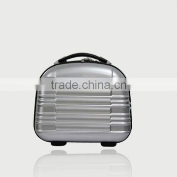 mini size hard shell plastic vanity bag cosmetic case with zip and handle