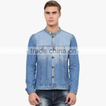light blue denim custom men casual jacket best selling