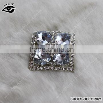 Shiny Square Shaped Crystal Rhinestone Ornament Accessories with metal clip for high heel shoe wedding shoes