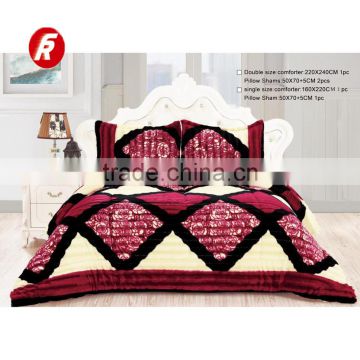 soft fur bedspreads pv fleeve plush knitted patchwork quilt bedding set