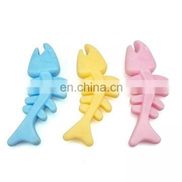 Hot sell TPR soft cut color dog molar bite chew toys fish shape puppy chew toys