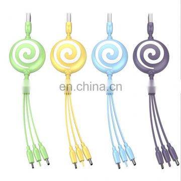 Telescopic three charging cable