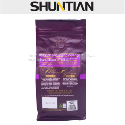 China coffee powder flat bottom bag with valve