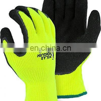 Winter warm excellent grip sandy nitrile gloves knitted double thermal lining cold area work gloves