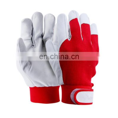 High Quality Top Grade Cheap Goatskin Sheepskin Leather Red Security Work Safety Gardening Gloves