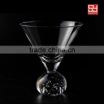 Mouth Blown Crystal Glass Ice-cream Cup With Colored Ball Bottom