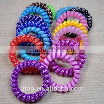 Plastic mixed color elastic quality candy cheap women telephone wire hair circle A-0004