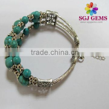 Natural turquoise beaded vintage bracelets,Retro Fashion Jewellery