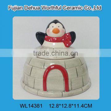 2016 best selling ceramic food container with penguin design