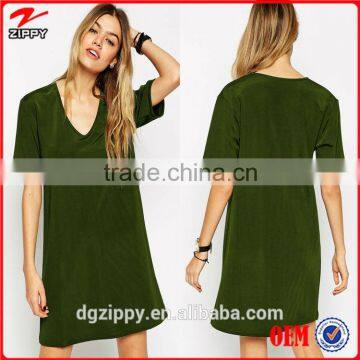 2016 Newest Luxe T-Shirt Dress with V Neck for women