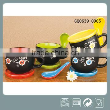 14oz Ceramic Jumbo mug with spoon and lid