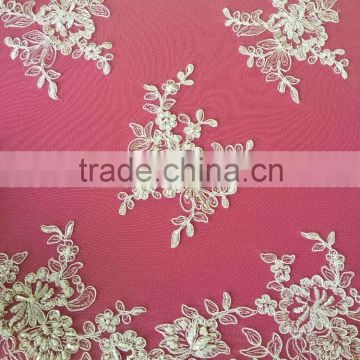 Handwork beade tulle fabric Guipure lace fabric in stock