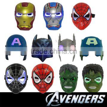 Hot selling LED Cosplay The Avengers Spider Man Iron Man Hulk Batman Captain America super hero masks