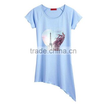 Womens Cotton and Spandex Short Sleeve Printing T-shirt