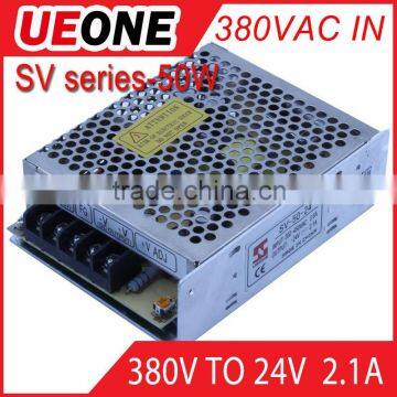 380vac to 24vdc switching powe supply transformer 50w three phase output power supply