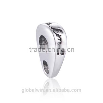 Hot Sale Bali Wedding Bead Oxidized Thailand Solid 925 Silver Engagement Charms Wholesale Custom "Love Is Kind" Charm Bead
