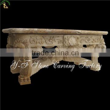 Hand carved marble square table top and base for garden