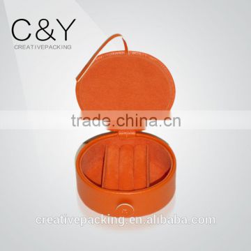 Sweet color round shape leather jewelry gift box for wholesale