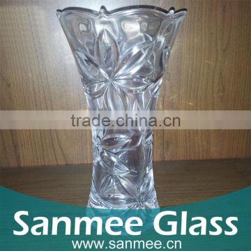 High Quality Flower Embossed Crystal Glass Vases