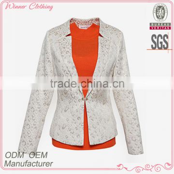 garment clothing OEM/ODM manufacturer hign end polyester jacquard formal office wear women fancy suit blazer