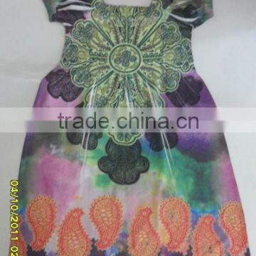 coloful printed seamless lady casual dress