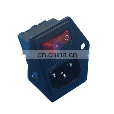10A 15A 16A 250AVAC PCB Mount Female Socket IB-658 Electrical Power Socket With 5-60A Fuse ON OFF Switch