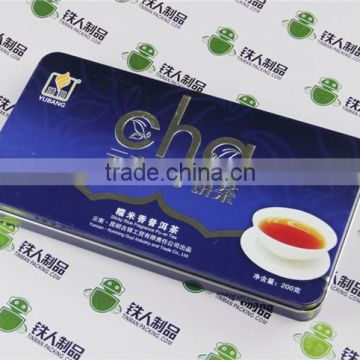 Empty tinplate tea tin box rectangle case metal iron can for packaging