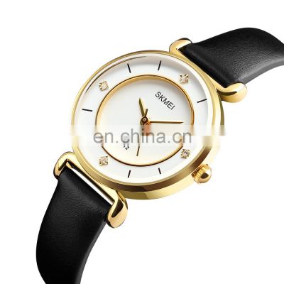 Wholesale Skmei 1330 elegant fashion japan movement stainless steel wristwatch fancy leather quartz watch